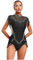 iEFiEL Damen Turnanzug Ärmellos Quasten Gymnastikanzug Glitzer Ballettanzug Bodysuit Leotard Ballett Trikot Sportanzug Tanzkleidung Schwarz S