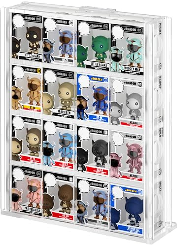 Janaden Acryl Vitrine für 16 Bittys Figuren, 4-stufiges Durchsichtiger Bitty Präsentationsständer, Miniatur Bitties Display Box Regal, Kleine Staubdichtes Schaukasten Für Bittys Sammlerstücke