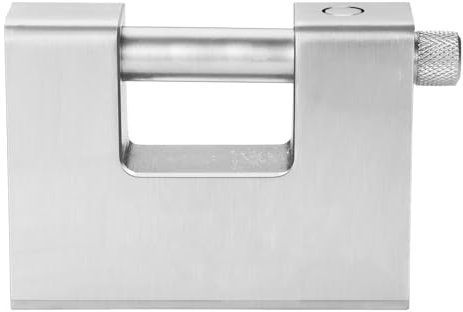CABLEPELADO Candado rectangular seguridad de laton macizo con llave Plateado (90 mm)