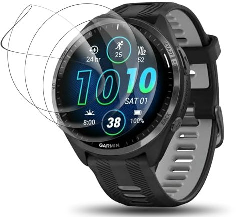 Votvloay 3 Pièce Protection Écran pour Garmin forerunner 965,Bubble Free 3D Couverture,HD Flexible Doux TPU Protection écran Résistant aux Rayures Film pour Garmin forerunner 965