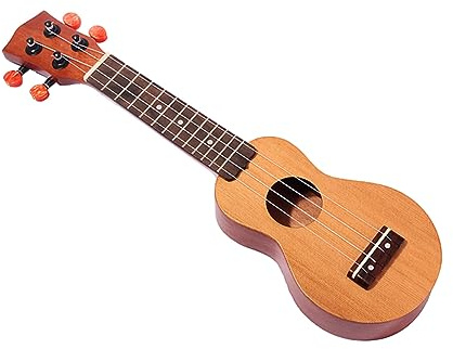 Kleiner Taschen Ukulele Braun mit 4 Saiten und Schallloch Geschenkideen | Holz, Massive Fichte und Laminiertes Boden Satz, Reisespiel für Junge Mädchen, Lernstart zu Hause
