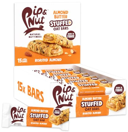 Pip & Nut Almond Butter Stuffed Oat Bars, Original, 15 x 45g | Source Of Protein, High In Fibre, No Palm Oil, Vegan