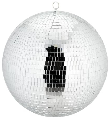 Relaxdays Discokugel, Ø 40 cm, Deko Spiegelkugel zum Aufhängen, große Partykugel mit Metallöse, Discoball Party, Silber