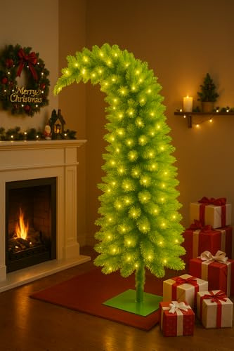 Whimsical Christmas Tree - Christmas Decorations - 5ft Artificial Xmas Tree with Lights - Xmas Holiday Decor for Indoor Home Living Room Office