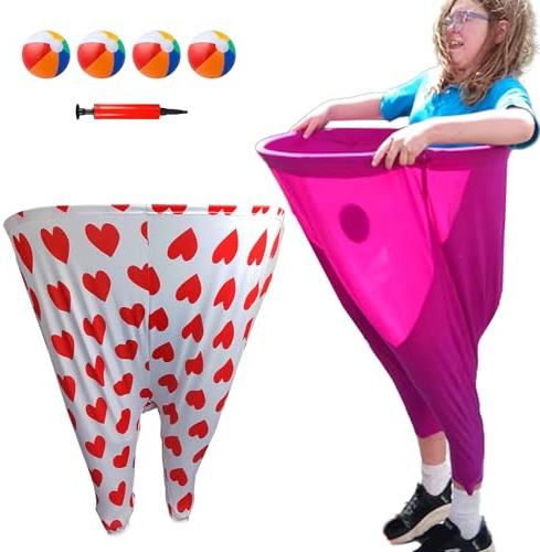 2 Stück Granny Pants Spiel, Wurfspiel Outdoor, mit 4 × Hüpfbällen und 1 × Ballonpumpe, Oma Hosen Hofspiel, Geeignet für Spiele im Freien, Gruppenbildung, Gartenspiele Erwachsene