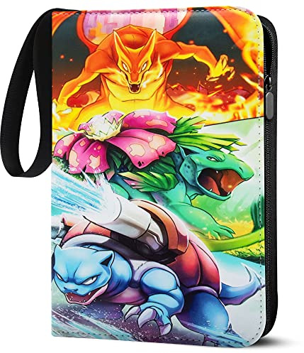 Herritozl Sammelalbum für Pokemon 400 Karten - 50 Seiten Sammelkarten Album | 4 Taschen/Seiten Klein Album, Tragbar Wasserdicht PU Karten Halter Heft Ordner Buch, Sammelkartenalben für Sammler sjt4