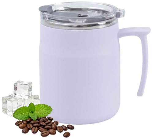 YiZhou Stainless Steel Travel Mug 500ml (17oz) – Leakproof 304 Cup with Locking Lid, Ergonomic Grip for British Tea, Office, UK Commute & Outdoor – Purple