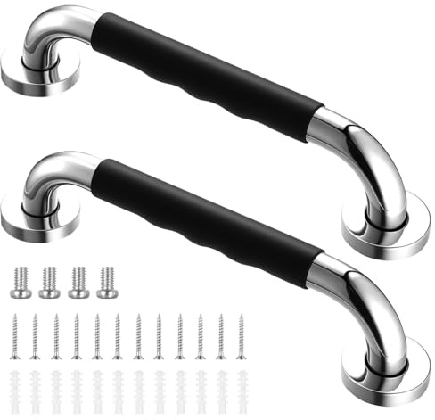2 Stk Haltegriffe für Senioren, 30cm Duschgriffe für Senioren, Rutschfreier Haltegriff Dusche, Edelstahl Badewannengriff Senioren, Haltestange WC Badezimmer Sicherheitsgriff für Dusche und Badewanne