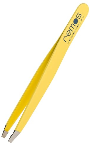 REMOS Professional Eyebrow Tweezers with Straight Tip - Stainless 9.5 cm Yellow