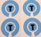 Crown Green Lawn Indoor Bowls Adhesive Lettered Coloured Marker Labels Set of 4 (Blue, T)