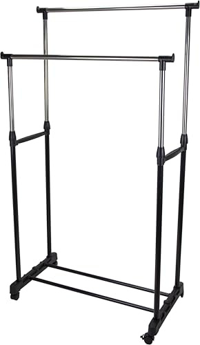 Mondex M-Home Kleiderstange, doppelt, Metall, Grau, 90 x 43 x 7 cm