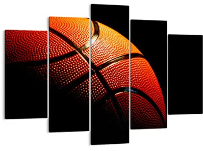 ARTTOR Bilder auf Leinwand 150x100cm Leinwandbild Basketball Spiel Sport Groß XXL Wanddeko Bild Schlafzimmer Set 5 teilige Wandbilder Dekoration Wohnzimmer Canvas Wand Kunstdruck Art EA150x100-2225