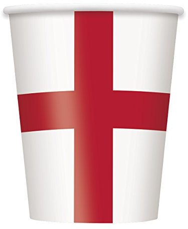 Unique Party 47776 - 9oz St George's Cross England Paper Cups, Pack of 8