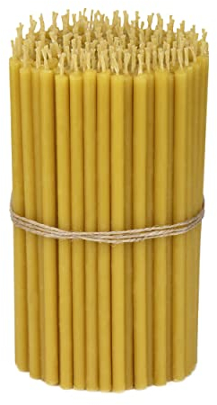 NKlaus 780g. Bienenwachs Altarkerzen Kirchenqualität dünne Kerzen Ritualkerzen - Bienenwachskerzen Gelb (ca. 200 Stück) 36261