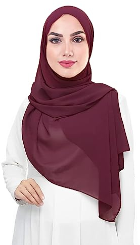 Lina & Lily Damen Muslim Premium Chiffon Hijab Kopftuch Schal aus Leicht Stoff (Weinrot)