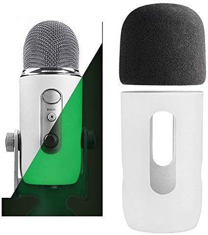 YOUSHARES Microphone Windscreen Foam – Mic Cover Pop Filter Windshield &Protector for Blue Yeti, Yeti Pro Condenser Microphones (Moonwhite)