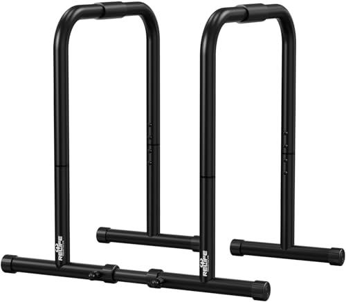 RELIFE REBUILD YOUR LIFE Dip bars &Dip Station Functional Heavy Duty Dip Stands Fitness Workout Dip bar Station Stabilizer Parallette Push Up Stand (Black)