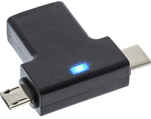 InLine 35804 Adaptateur T USB 3.1/2.0 OTG mâle USB Type C ou Micro USB vers A Femelle