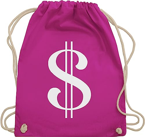 Shirtracer Turnbeutel Rucksack - Karneval & Fasching - Taschen - Dollar Zeichen Money I Räuber I Dieb I Panzerknacker I Geld I Bankräuber - Unisize - Fuchsia - sack mit dollarzeichen karnevalsbeutel