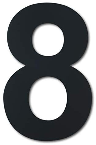 Large Brushed Modern House Number -8 Inch 203mm Height Black, Made of Solid 304 Stainless Steel, Floating Appearance and Easy to Install (Number 8 Eight)