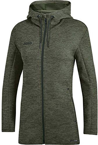 JAKO Damen Kapuzenjacke Premium Basics, Khaki-Meliert, 36