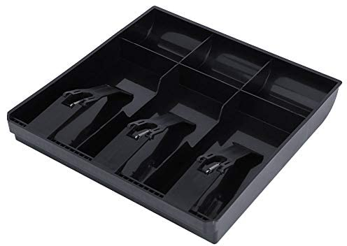 Caja de Efectivo Caja Registradora Cajón Registro Insertar Bandeja de Reemplazo 3 Billetes 3 Monedas para Petty Cash Caja de Almacenamiento de Dinero (Black)