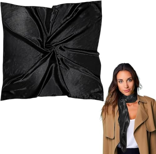 Satin Silk Shiny Plain Solid Colours Large Square Plain Head Neck Scarf Wrap 90 X 90 cm Scarves Bandanas Women Shiny Large Soft Lightweight Sleeping Headscarf for Ladies Girls Hair Decor