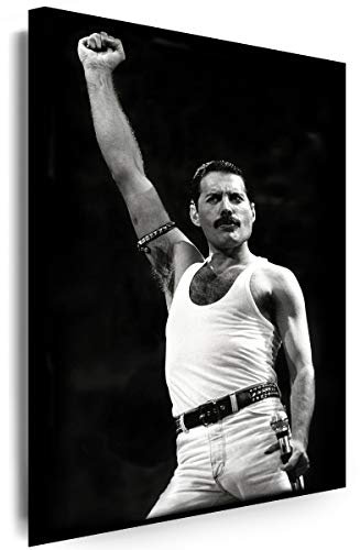 Julia-Art - Bilder Queen Freddie Mercury Sänger Band 80 x 60 cm Leinwandbild XXL - Wandbild 1 Teilig - Gerahmter Kunstdruck Musik w-s-2061-15
