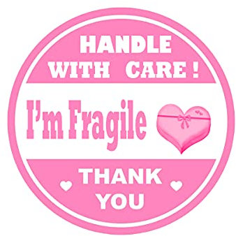 Pink Fragile Aufkleber „I'm Fragile“ für Box-Etiketten, 3,8 cm, rund, „Thank You“, Aufkleber für persönliche Geschenktüte, kleine Geschäfte, Versandpakete und Box (500 Stück)