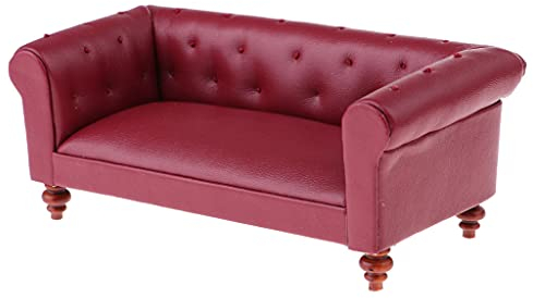 Amagogo Puppenhausmöbel 1:12 Maßstab Langsofa, Rot