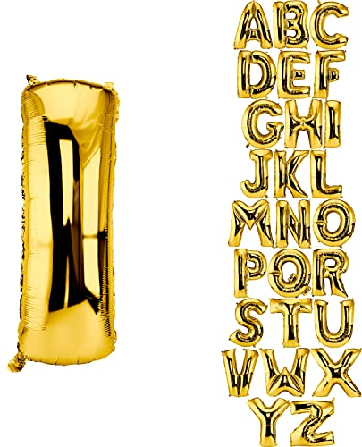 DekoRex Folienballon Gold 82cm Luftballon Geburtstag Hochzeit Deko (Buchstabe I)