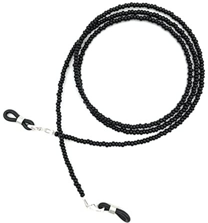Kette, Brillenkette, Brillenband, Herren, Brillenschmuck, Kette für Lesebrille, Lesen, Glas, Glasperlen, schwarz