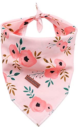 Elegant little tail Hundebandanas – 1er-Pack Blumendruck, waschbarer Hundeschal, weiblich, quadratisch, Lätzchen, Halstuch, verstellbares Haustier-Bandana für kleine und mittelgroße Hunde