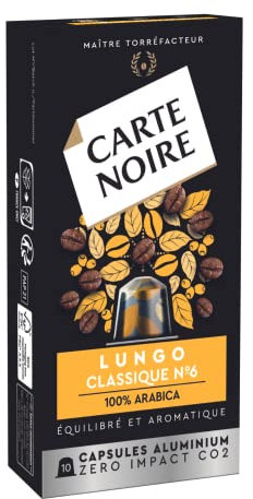 Carte Noire Cafe capsules Compatibles Nespresso Lungo Classique n°6 - La boite de 10
