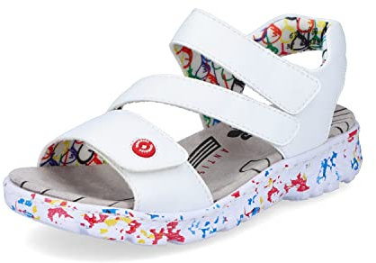 Rieker Damen Sandaletten 67870, Frauen Sandalen,offene,Schuhe,Strandschuhe,Sommersandalen,bequem,flach,Sommerschuhe,Weiss (80),38 EU / 5 UK