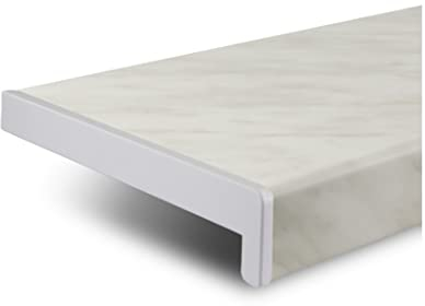 TJ Fensterbank Innen Kunststoff Marmoroptik / 15 x 110 cm Fensterbank inkl. Seitenabschluss/PVC Fensterbank nach Maß/Fensterbank Innen kratzfest und feuchtigkeitsundurchlässig