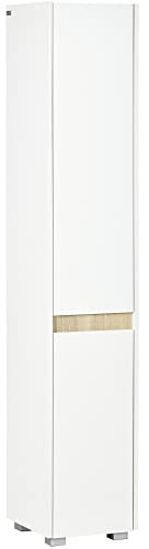 kleankin Tall Bathroom Cabinet with Adjustable Shelves, 5-Tier Modern Freestanding Tallboy with Storage Cabinets, White