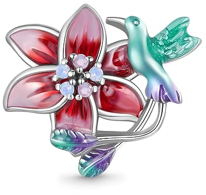 GNOCE Glitzerndes Schmetterling Herz Charms für Armband 925 Sterling Silber Gänseblümchen Blume Charm Bead für Frauen Mädchen Tochter Fit Armband (Vogel&Blumen)