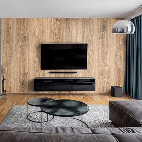 dedeco Wohnzimmerrückwand TV-Wand Wandpaneel Wohnrückwand Rückwand Tapetenersatz, Motiv: Holz V1, 250 x 100 cm, wasserfest, robust, als Wandverkleidung aus Acrylglas 3D, Glasoptik