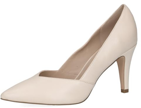 CAPRICE Damen Pumps aus Leder mit Trichterabsatz, Cremefarben (Cream Perlato), 37.5 EU