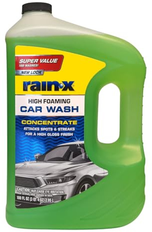 Rain-X 620191 Car Wash - 100 fl oz. High-Foaming, Concentrated Formula for Greater Cleaning Action, Safely Lifting Dirt, Grime and Residues for an Exceptional Clean