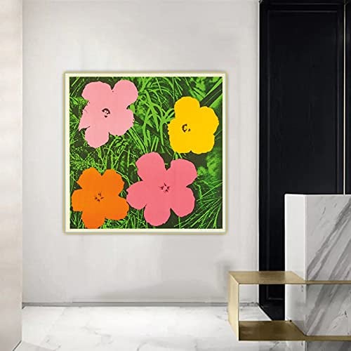 SDVIB Andy Warhol „Blumen“ Leinwand-Ölgemälde, Kunstwerk, Poster, dekorativer Druck, Bild, Wanddekoration, Heimdekoration, Wandkunst, 85 x 85 cm, rahmenlos