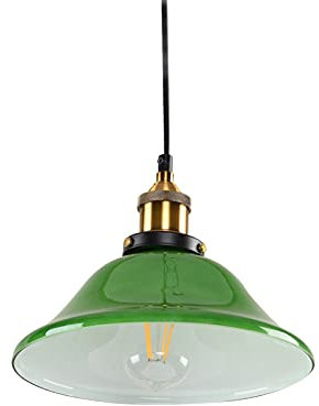 Suspension rétro en verre vert émeraude E27 Lustre à haute charge H65 Support de lampe antirouille en laiton Longueur réglable Suspension Lampe Restaurant Hôtel Salle à manger Luminaire Dignified