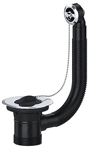 SPARES2GO Sink Waste Combination Overflow Plug with Chain 40mm 1.5 (Round)