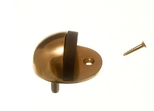 48 X 50mm Door Stop Solid Polished Brass Oval Type with Rubber Pad