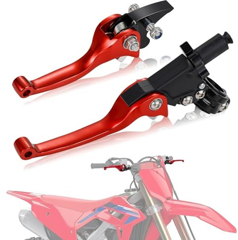 IUVWISN Leva frizione freno pit bike 1 coppia 7/8 22mm alluminio forgiato pieghevole per 50CC-150CC CRF XR 90/110/125/140/150cc Pit Dirt Bike ATV Mini Bike Rosso