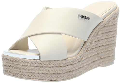 DKNY Damen Maryn X Band-Wedge Flache Sandale, Knochen, 36 EU