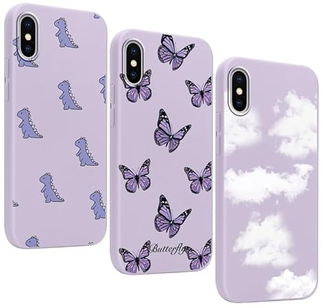 Yoedge 3 Stück Handyhülle für iPhone XS Max Hülle 6,5, Schmetterling Muster Design Frauen Mädchen Aesthetic Handyhülle Dünn Weich Schlanke Silikon TPU Flexible Stoßfest Schutzhülle für iPhone XS Max