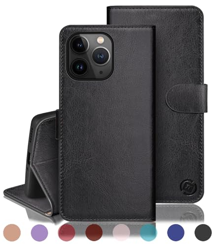 RingPi für iPhone 11 Pro Max 6.5 Handy Hülle PU Leder[RFID Schutz] Handyhülle Lederhülle Klapphülle Kartenfach Stoßfeste Schutzhülle Leather Flip Cover für Apple 11 ProMax Wallet Phone Case,Schwarz