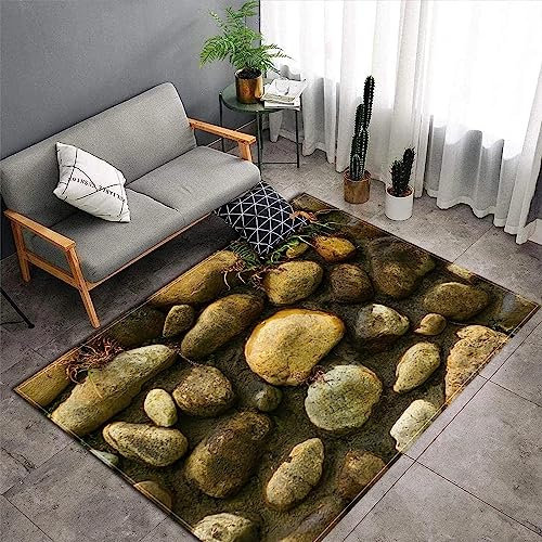 Adoquín De Piedra Verde 3D Impreso Alfombra Antideslizante Sala De Estar Dormitorio Mesita De Noche Sofá Decoración Del Piso Alfombra Hogar Felpudo 55,1 X 78,7 Pulgadas - Limpieza Fácil - Po -8J8N-S9H